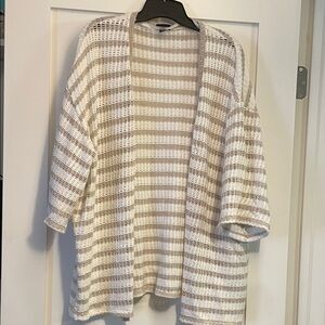 Torrid Cream Striped Open-Front Cardigan